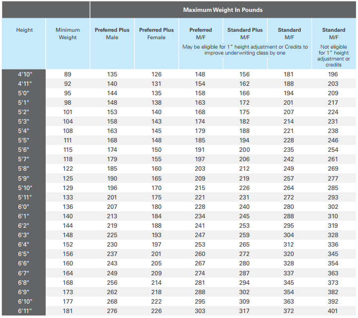 Life Insurance Build Chart