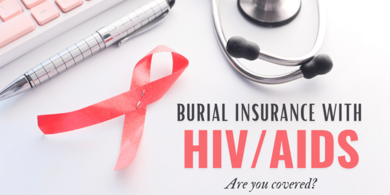 Image showing a red ribbon symbol for HIV/AIDS awareness next to text about Burial Insurance with HIV/AIDS patients.