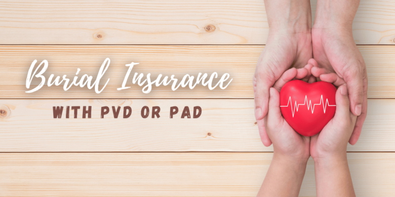A mother and child holding a heart symbol with a lifeline, set against a wooden background, representing burial insurance for PVD or PAD patients.